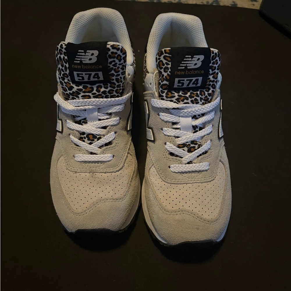 New Balance 574 Sneakers with Leopard Accents